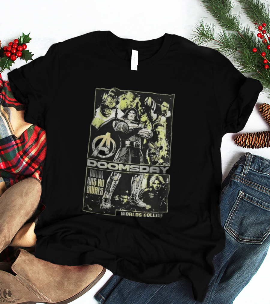 Avengers Doomsday Doom Has No Rivals Worlds Collide Villain Collage Halftone T-Shirt