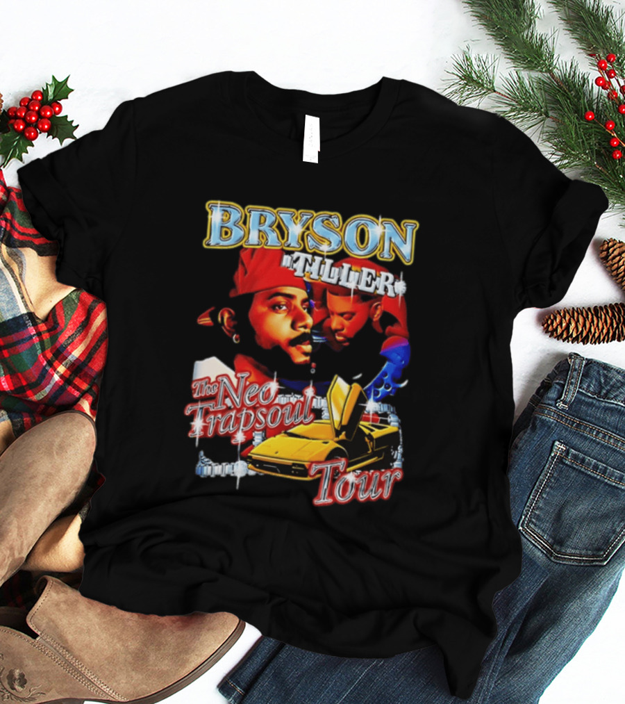 Bryson Tiller The Neo Trapsoul Tour 3D Graffiti Style Art With Yellow Car T-Shirt