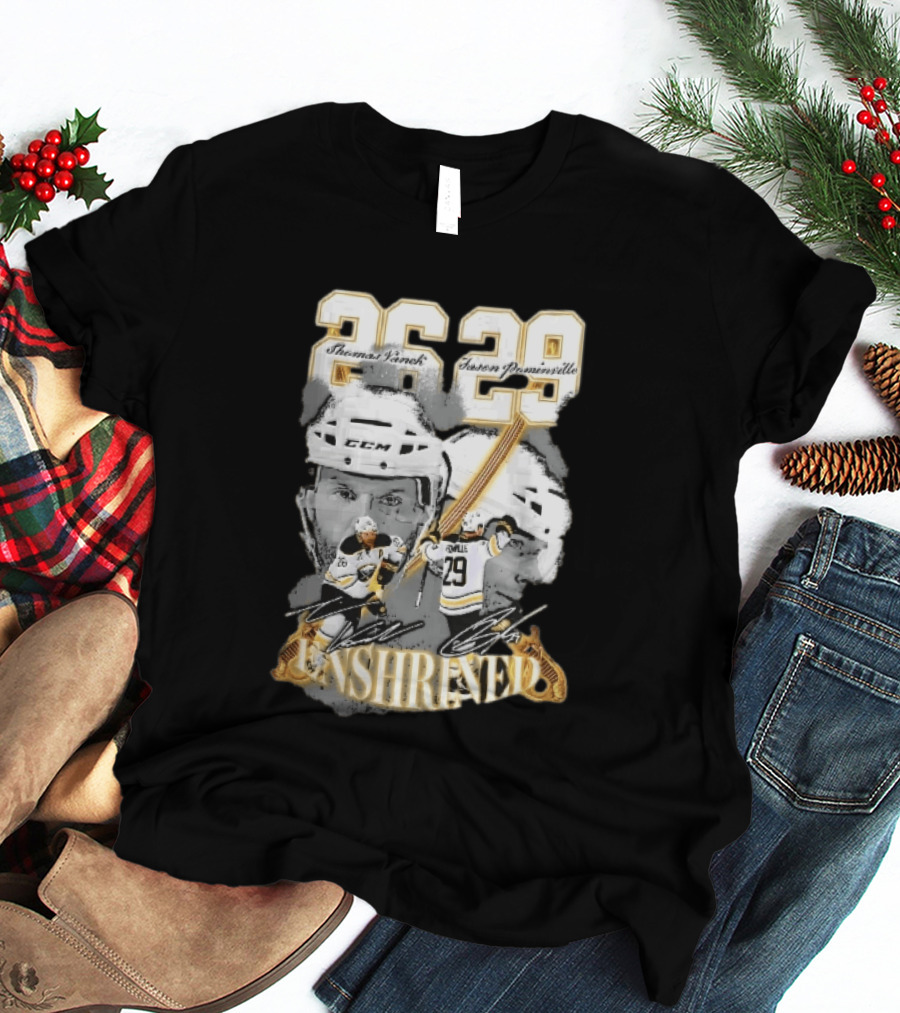 Thomas Vanek Jason Pominville 2026 Player Photos 26 29 Enshrined Buffalo Sabres Crossed Swords T-Shirt