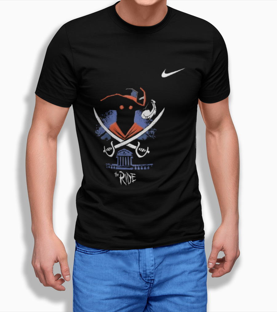 Nike Virginia Cavaliers The Ride Masked Silhouette Crossed Sabres Rotunda Building T-Shirt