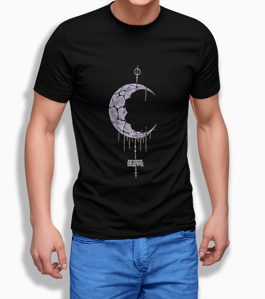 No Gods Rules Only Purple Cracked Crescent Moon T-Shirt