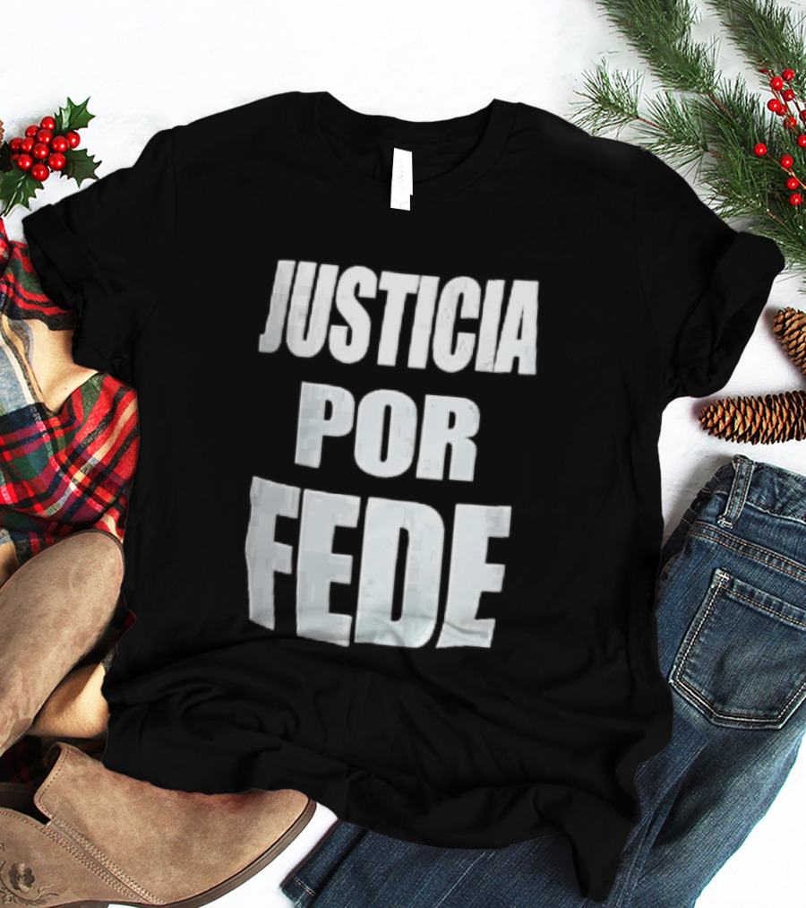 Justicia Por Fede White Block Lettering Marble T-Shirt