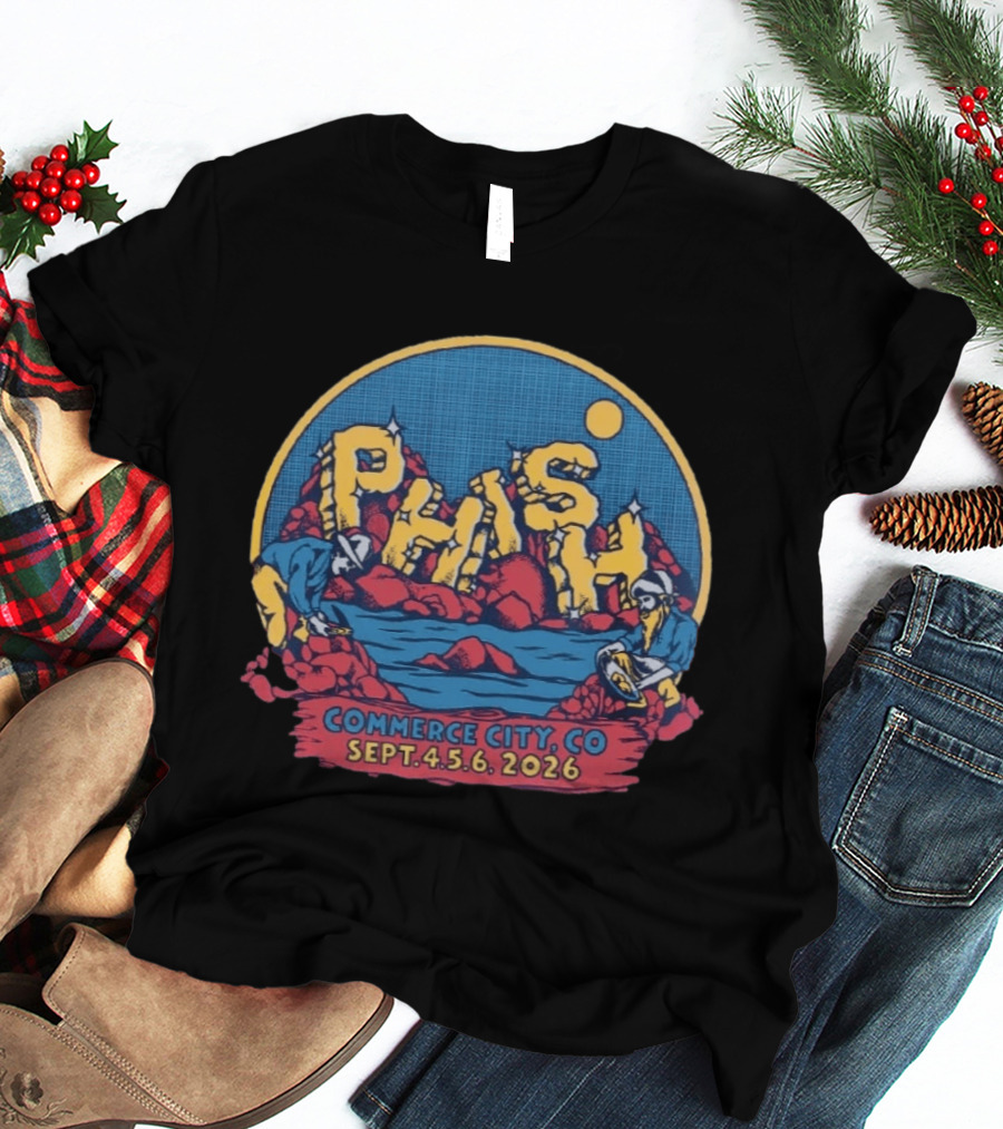 Phish Commerce City CO Sept 4 6 2026 Event Logo With Scenic Mountain And Water T-Shirt