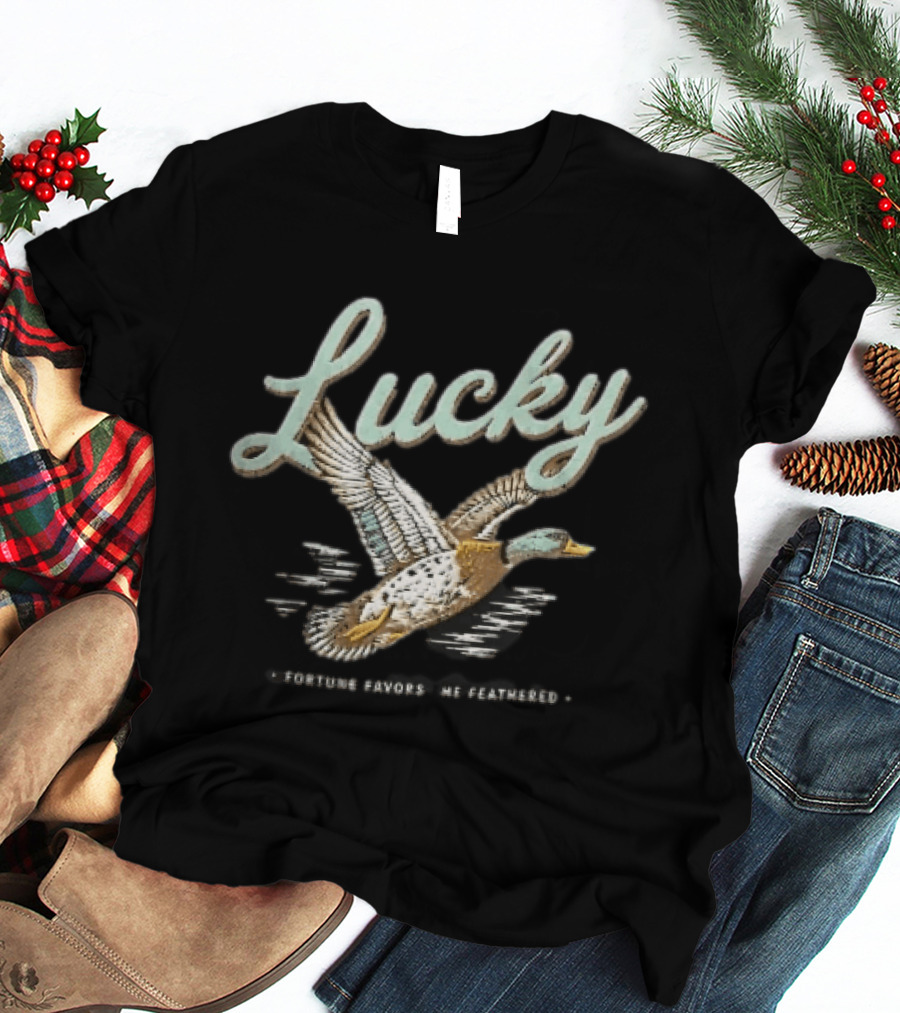 Lucky Fortune Favors The Feathered Flying Mallard Duck T-Shirt