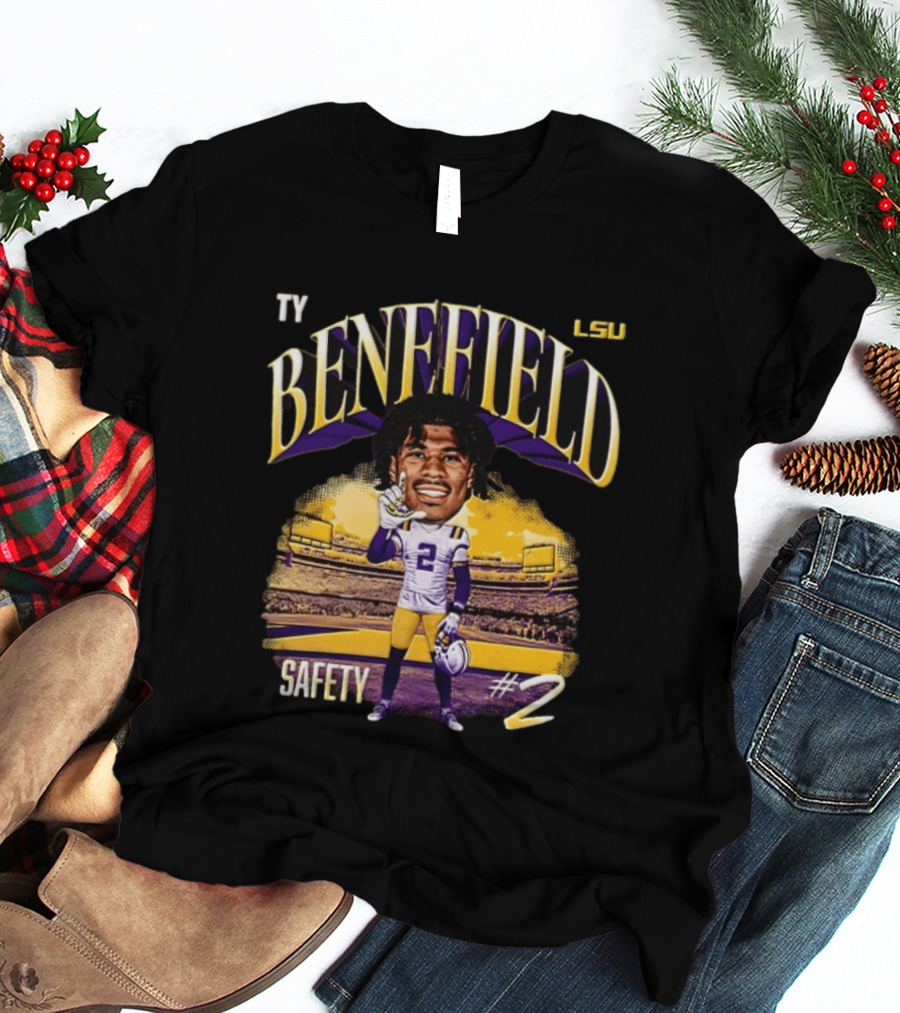Ty Benefield LSU Football Safety #2 Caricature Stadium T-Shirt