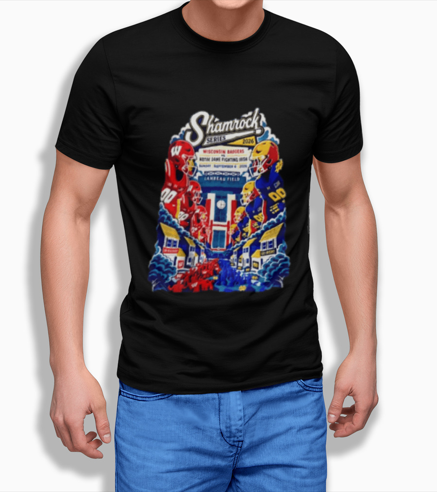 Shamrock Series 2026 Wisconsin Badgers Vs Notre Dame Fighting Irish Lambeau Field Sunday September 5 T-Shirt