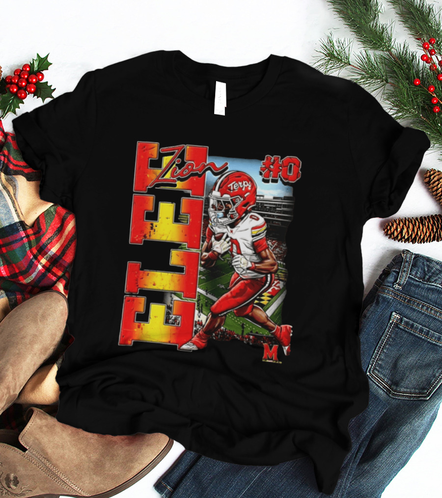 Zion #0 Maryland Terrapins NCAA Football Player Caricature T-Shirt