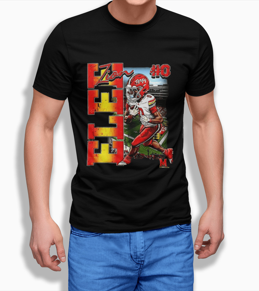 Zion #0 Maryland Terrapins NCAA Football Player Caricature T-Shirt