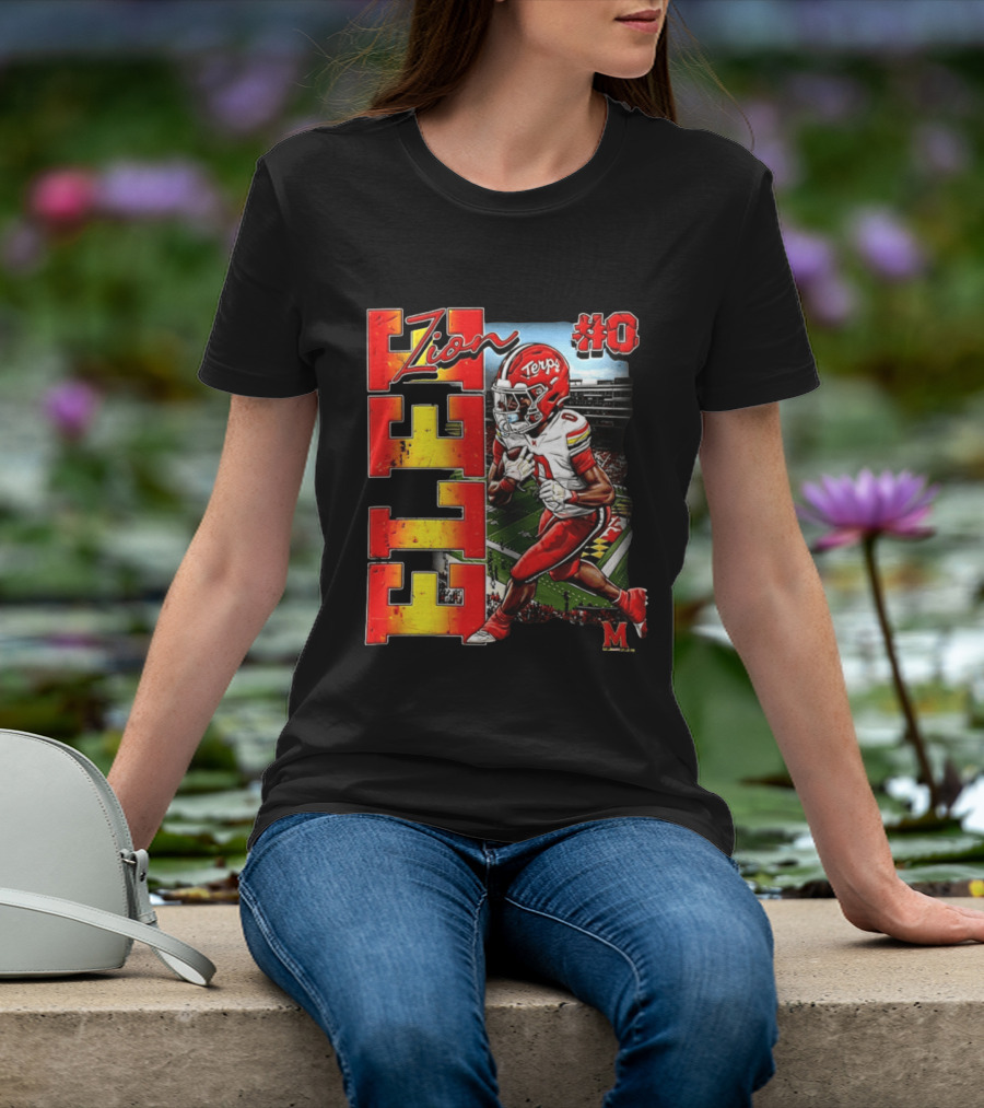 Zion #0 Maryland Terrapins NCAA Football Player Caricature T-Shirt