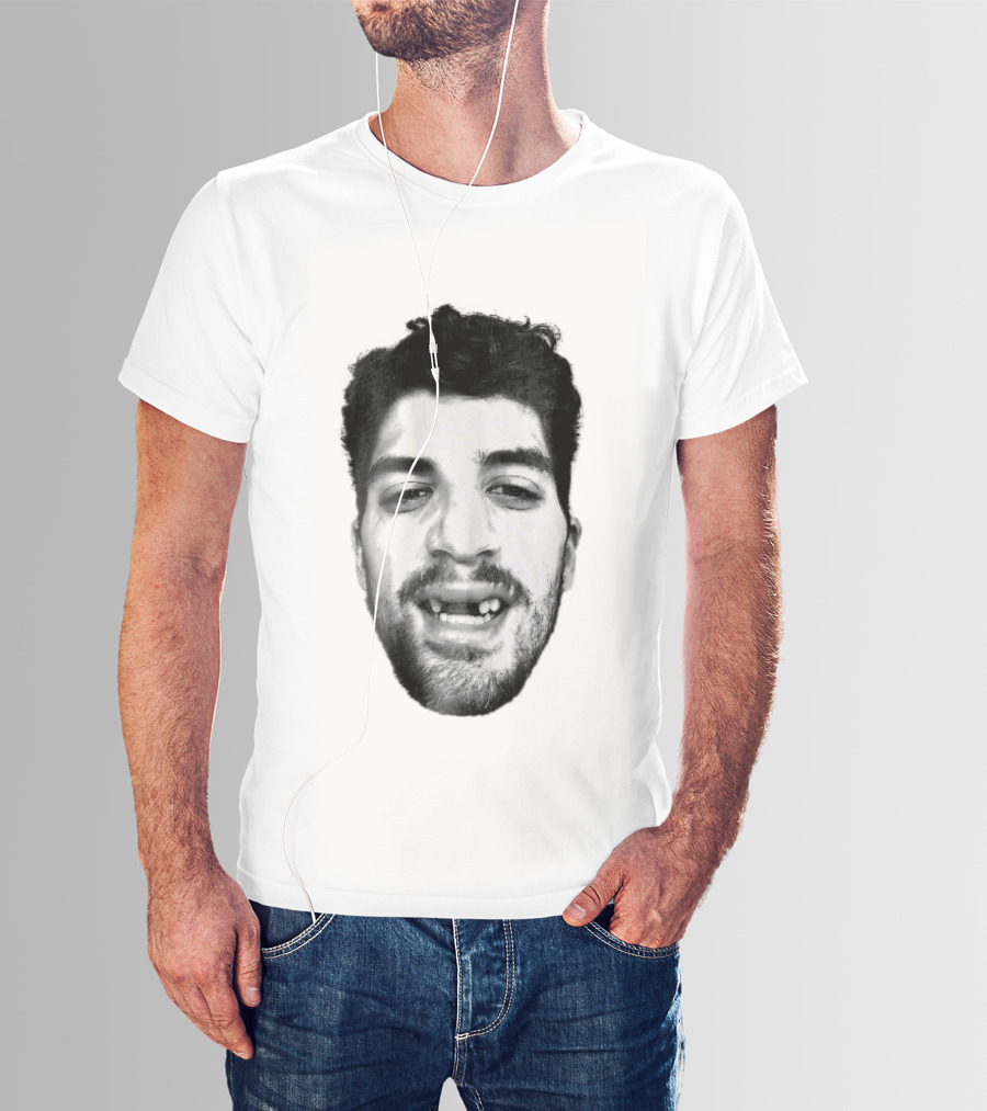 Black White Halftone Bearded Man Missing Front Teeth T-Shirt