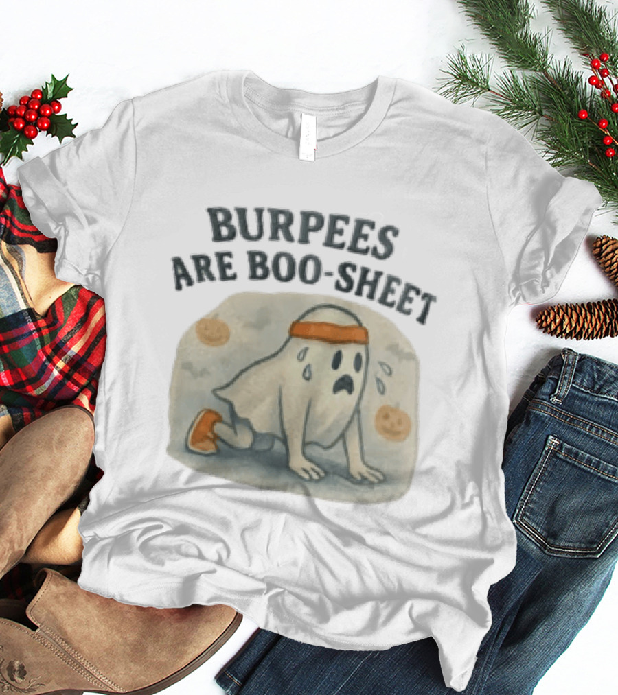Burpees Are Boo Sheet Ghost Workout Halloween Humor T-Shirt