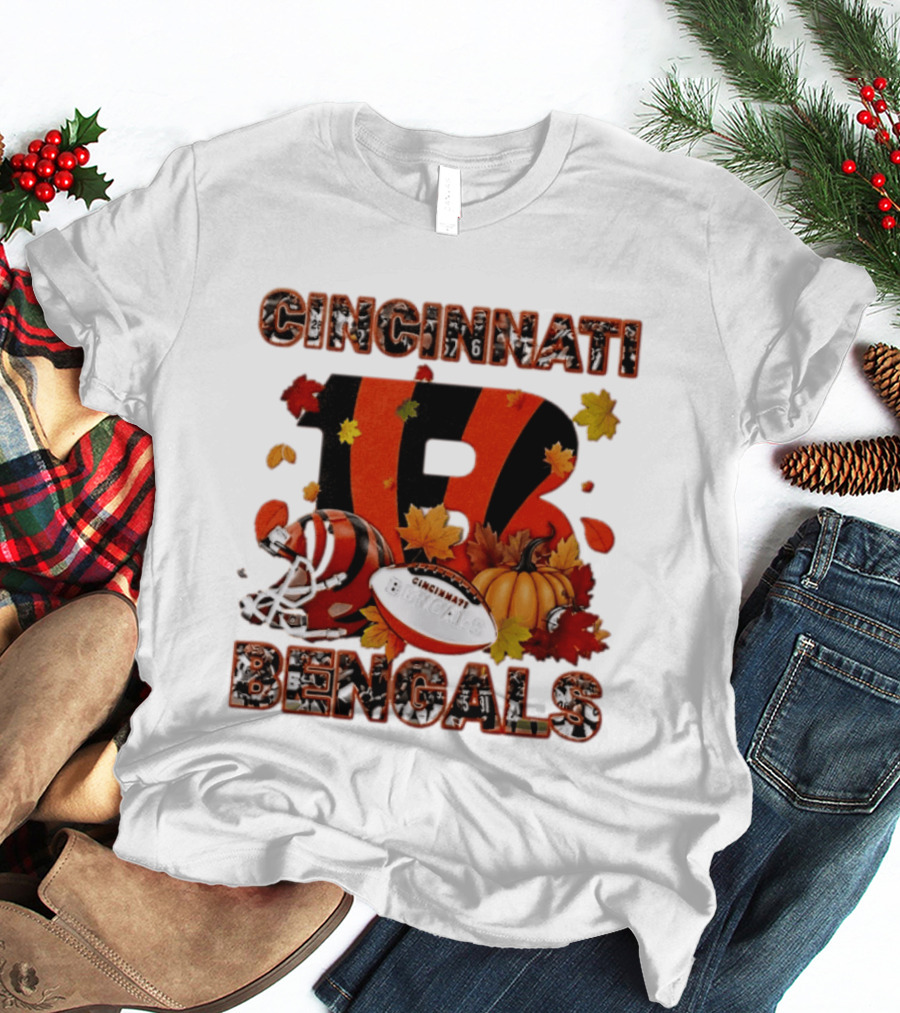 Cincinnati Bengals Autumn Fall Pumpkin Football 2026 Halloween T-Shirt