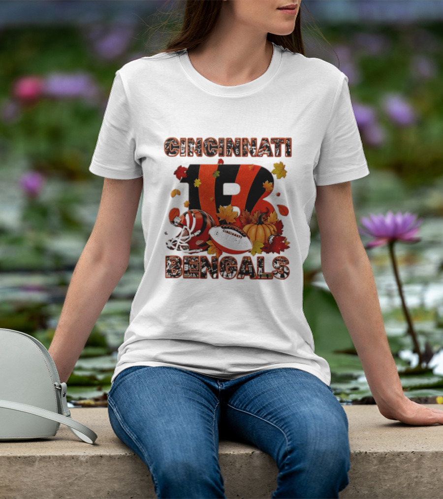 Cincinnati Bengals Autumn Fall Pumpkin Football 2026 Halloween T-Shirt