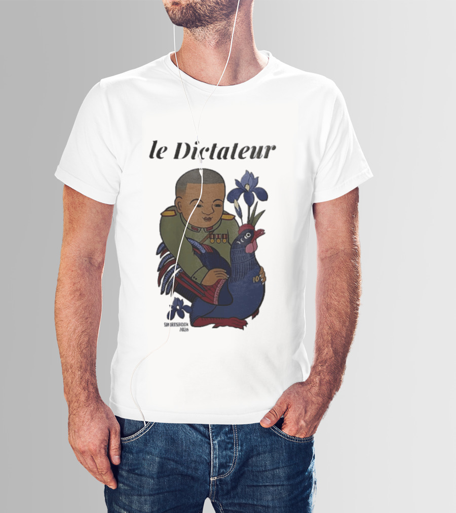 Le Dictateur Sportsbook 2026 Military Officer Cartoon French Rooster Iris Flowers T-Shirt