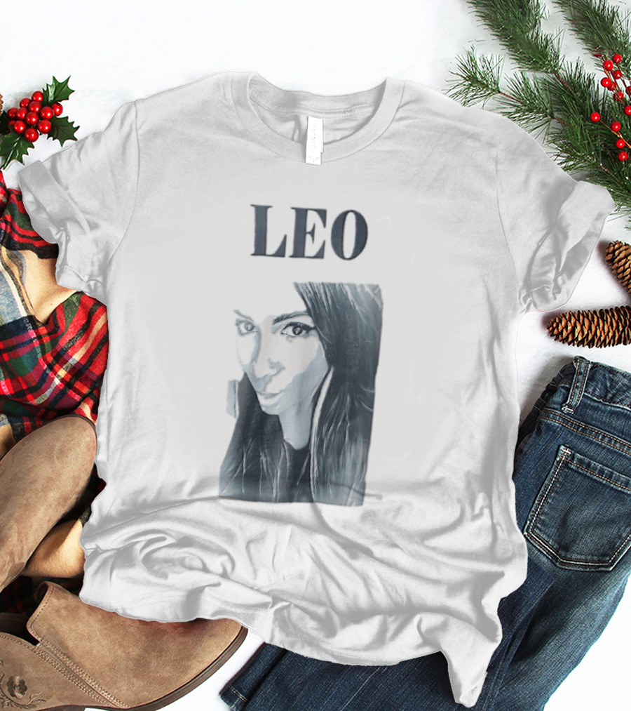 Leo Woman Long Hair Monochromatic Selfie Close Up T-Shirt