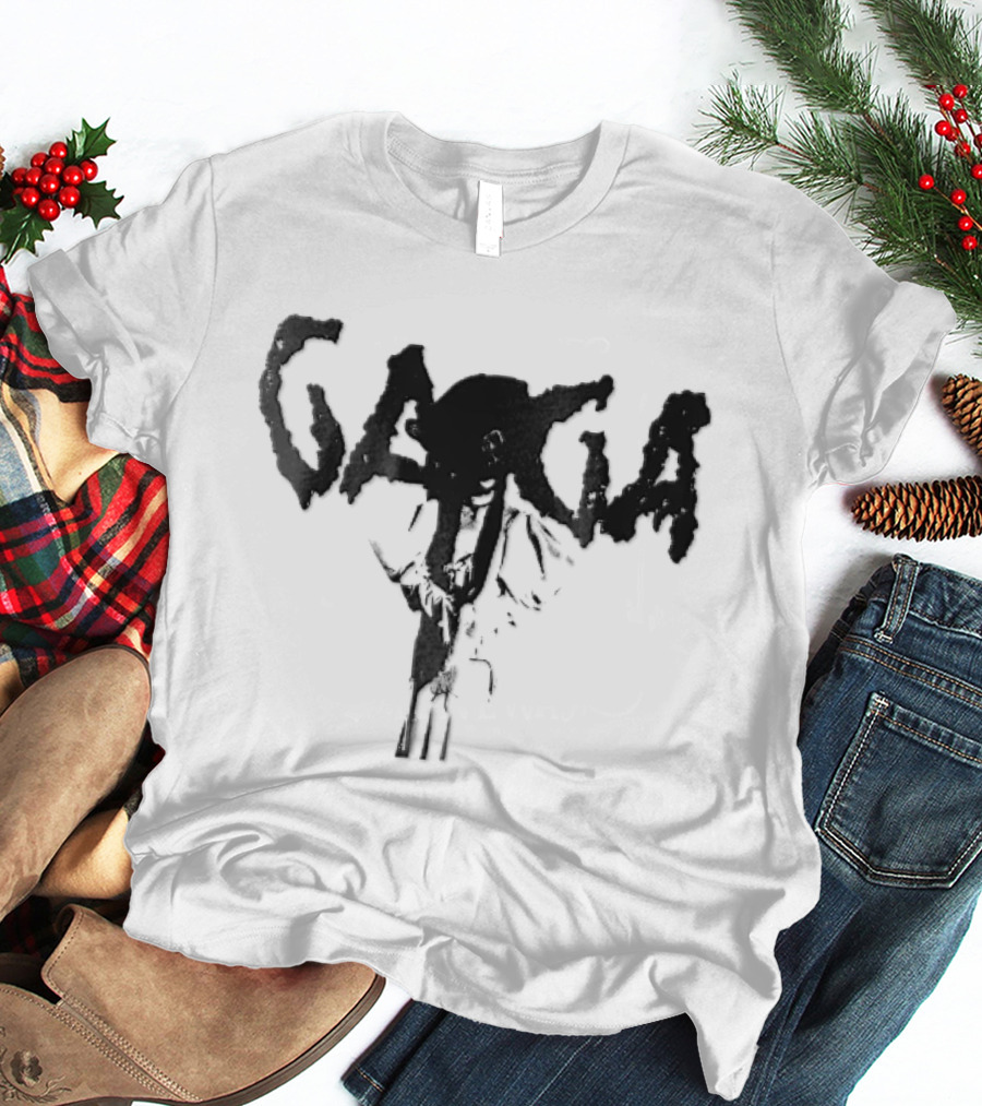 Gaga Halftone Wide Brimmed Hat Dripping Font Bootleg T-Shirt