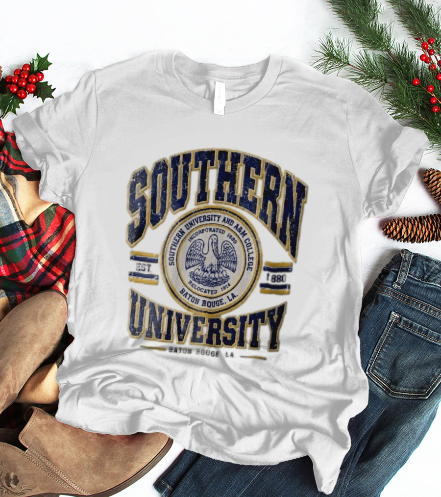 Southern University Jaguars Baton Rouge LA NCAA Est 1880 Incorporated Relocated 1914 Pelican Seal T-Shirt