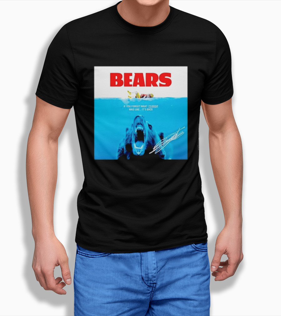 BEARS Caleb Williams Green Bay Packers Player Swimming Bear If You Forgot What Terror Was Like It's Back Chicago Bears T-Shirt