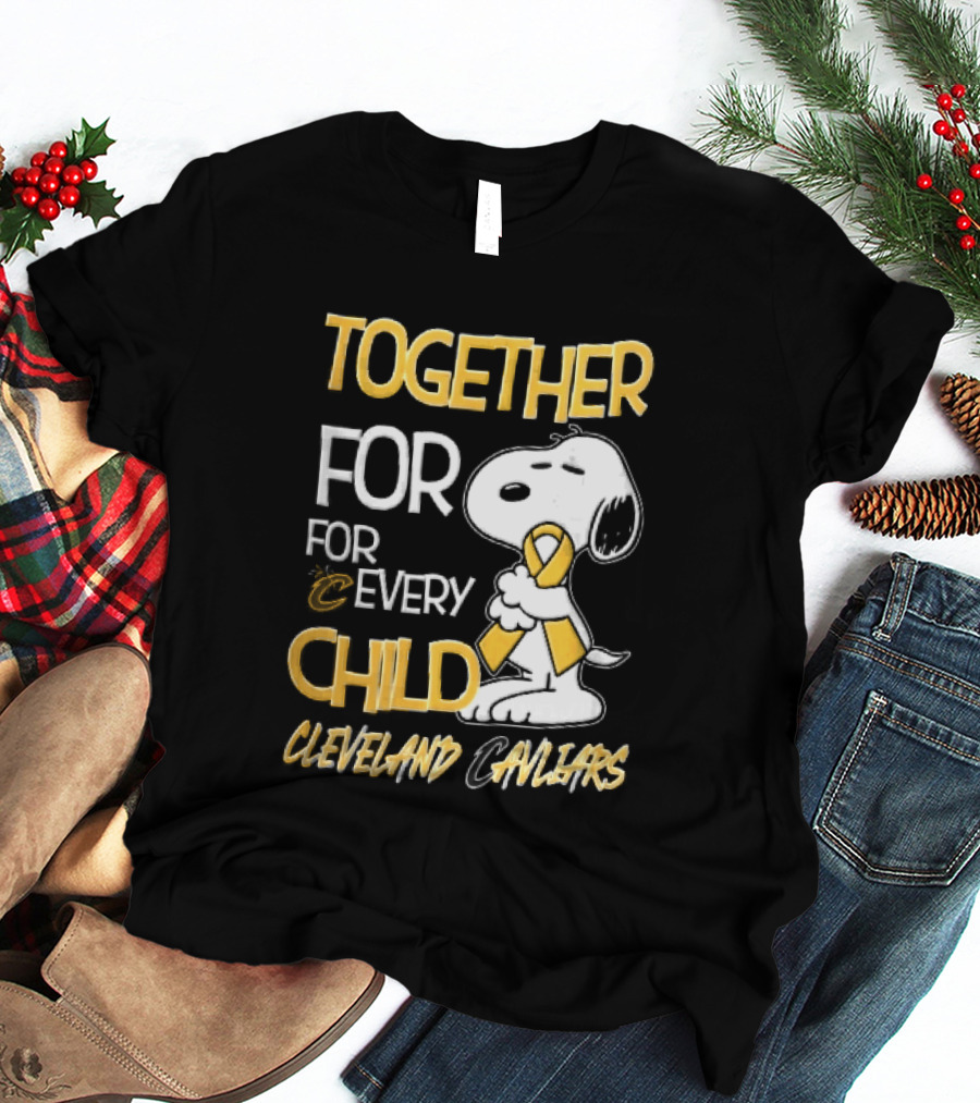 Cleveland Cavaliers Together For Every Child Cartoon Dog Yellow Ribbon T-Shirt