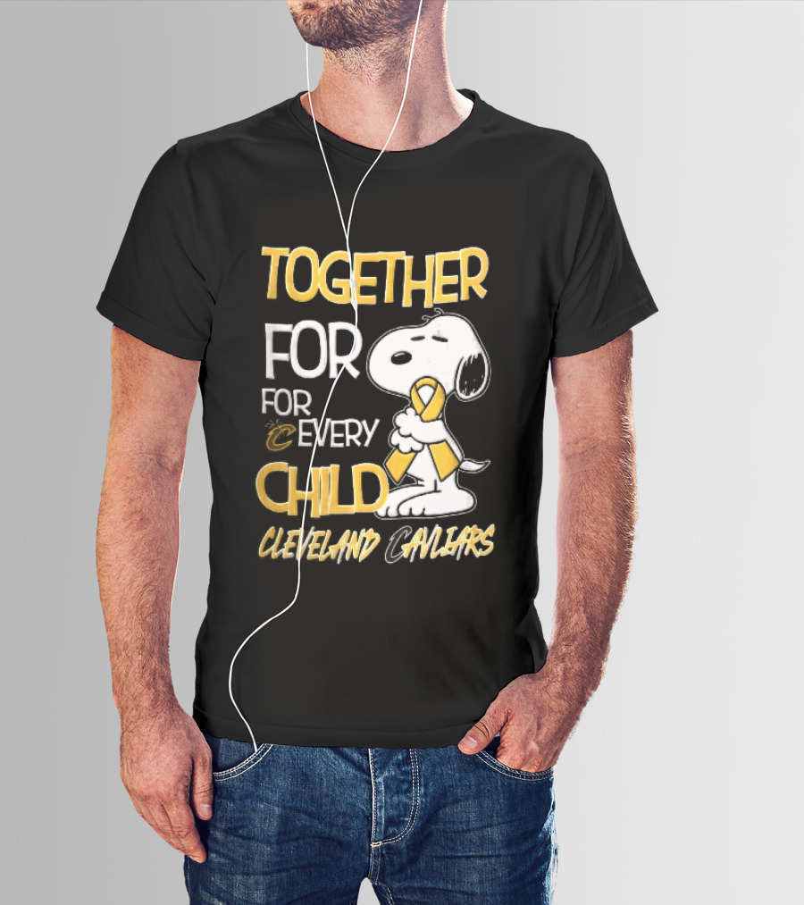 Cleveland Cavaliers Together For Every Child Cartoon Dog Yellow Ribbon T-Shirt