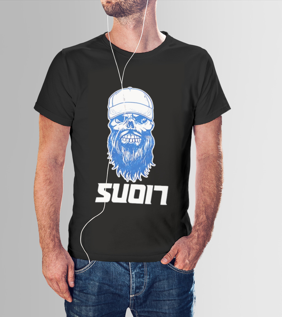 Luke Combs Skull Cap Beard Detroit Lions SUD17 T-Shirt