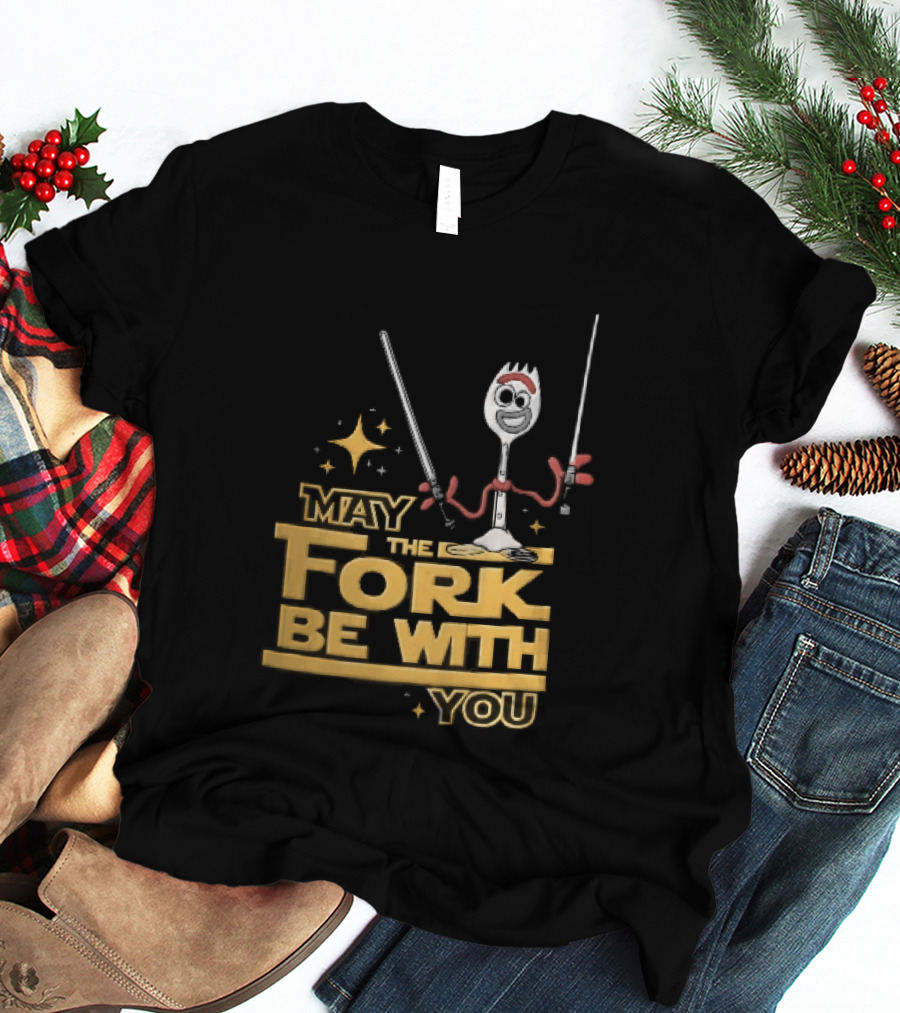 May The Fork Be With You Spork Wielding Lightsabers T-Shirt