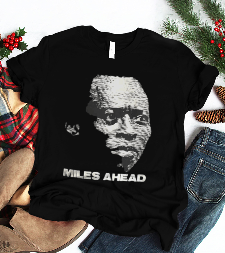 Miles Ahead Face Close Up Horizontal Lines T-Shirt