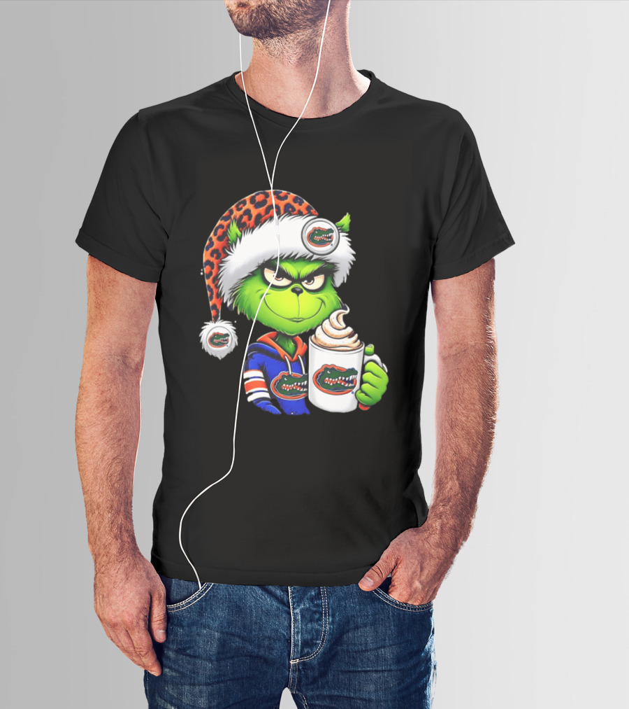 Holiday 2026 Grinch In Florida Gators With Festive And Santa Hat T-Shirt