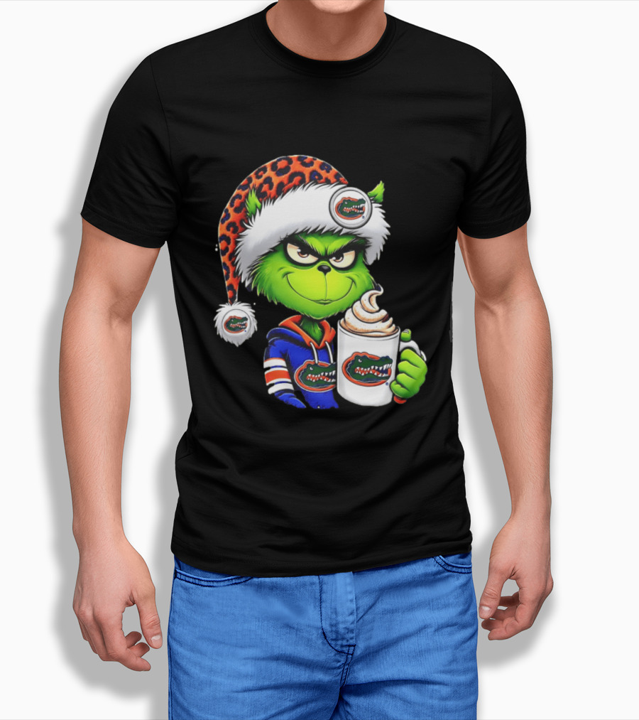 Holiday 2026 Grinch In Florida Gators With Festive And Santa Hat T-Shirt