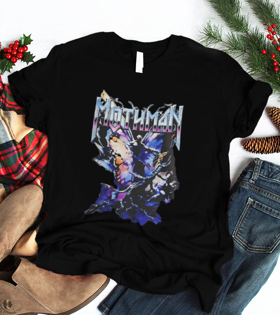 Mothman Glowing Red Eyes Giant Wings Heavy Metal UFO T-Shirt