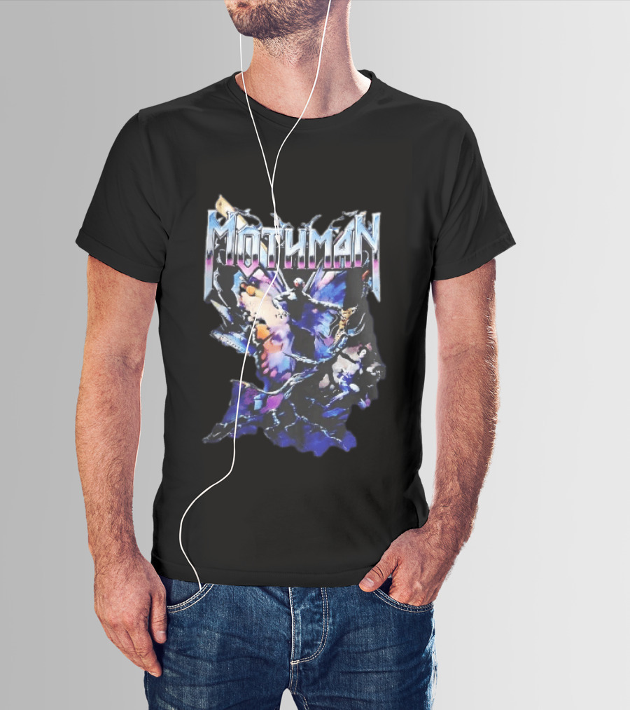 Mothman Glowing Red Eyes Giant Wings Heavy Metal UFO T-Shirt