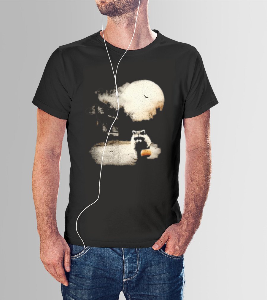 Halloween Spooky Pumpkin Raccoon Full Moon Scene T-Shirt