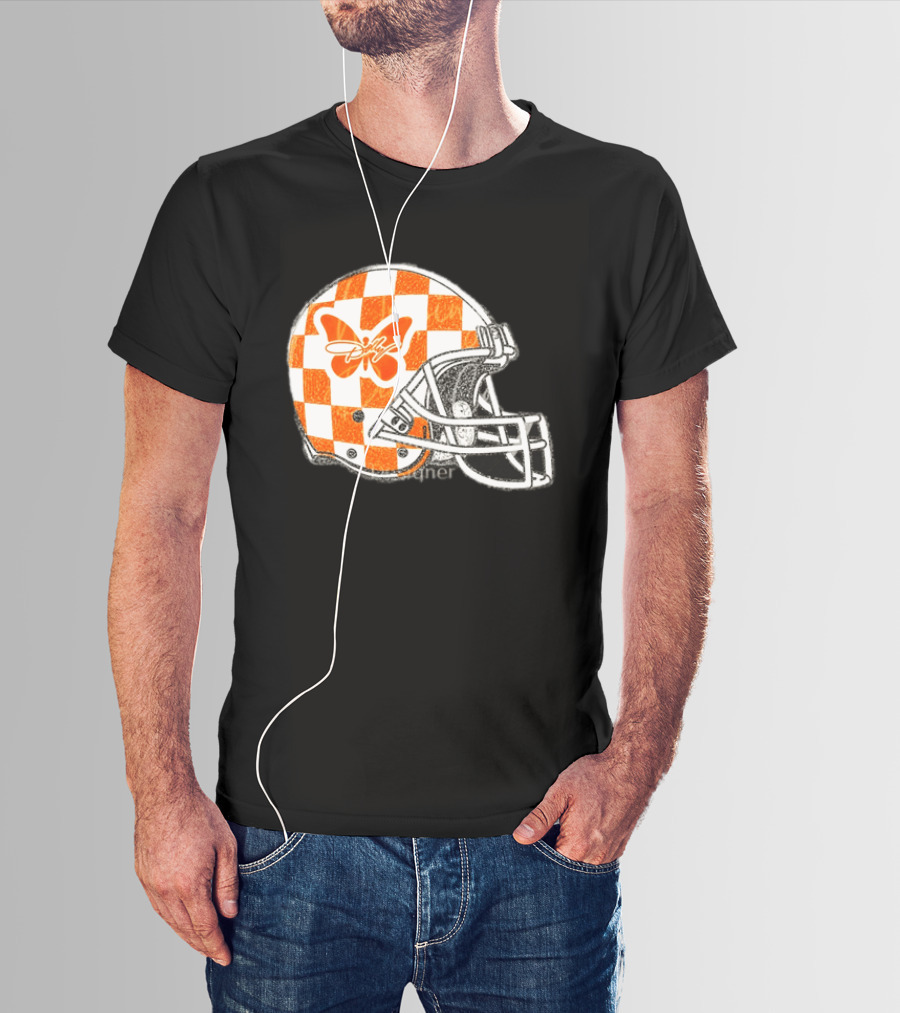 Tennessee Vols Football Helmet Checkerboard Butterfly Dolly Parton Version T-Shirt
