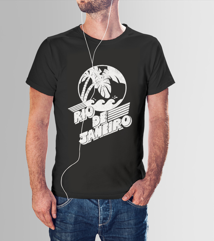 Rio De Janeiro Palm Tree Tropical Waves Circle T-Shirt