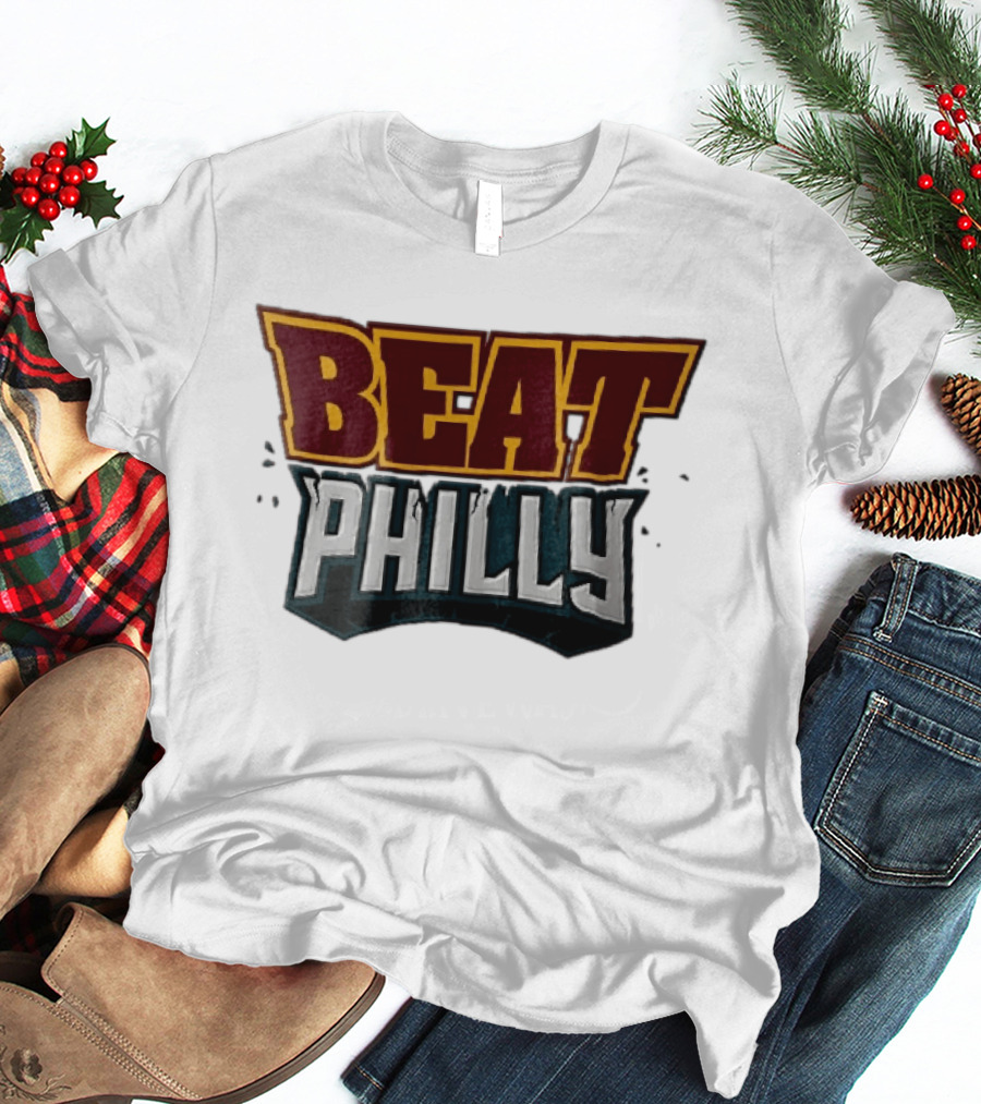 Beat Philly Burgundy Gold Cracked Block Shattered Debris T-Shirt