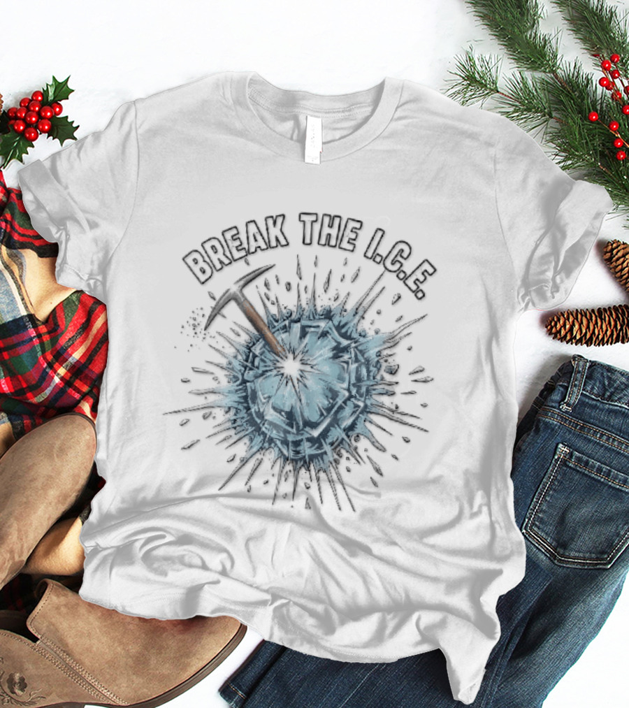 Break The Ice Pickaxe Shattering Frozen Sphere Splatter Shards T-Shirt