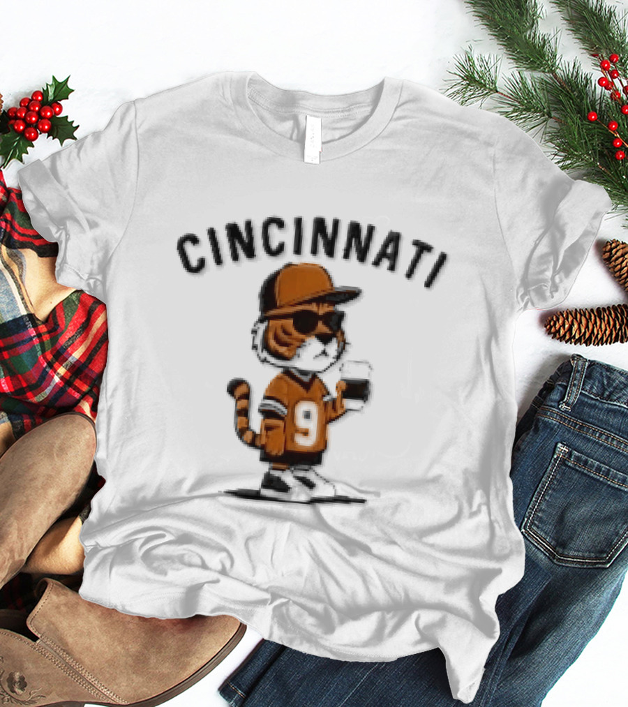 Cincinnati Bengals Cartoon Tiger Sunglasses Jersey Coffee Cup T-Shirt
