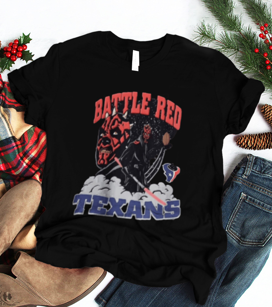 Battle Red Texans Football Star Wars Darth Maul NFL T-Shirt
