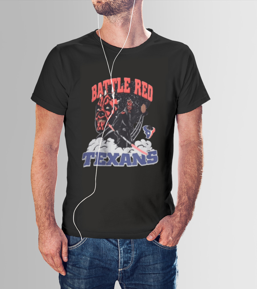 Battle Red Texans Football Star Wars Darth Maul NFL T-Shirt