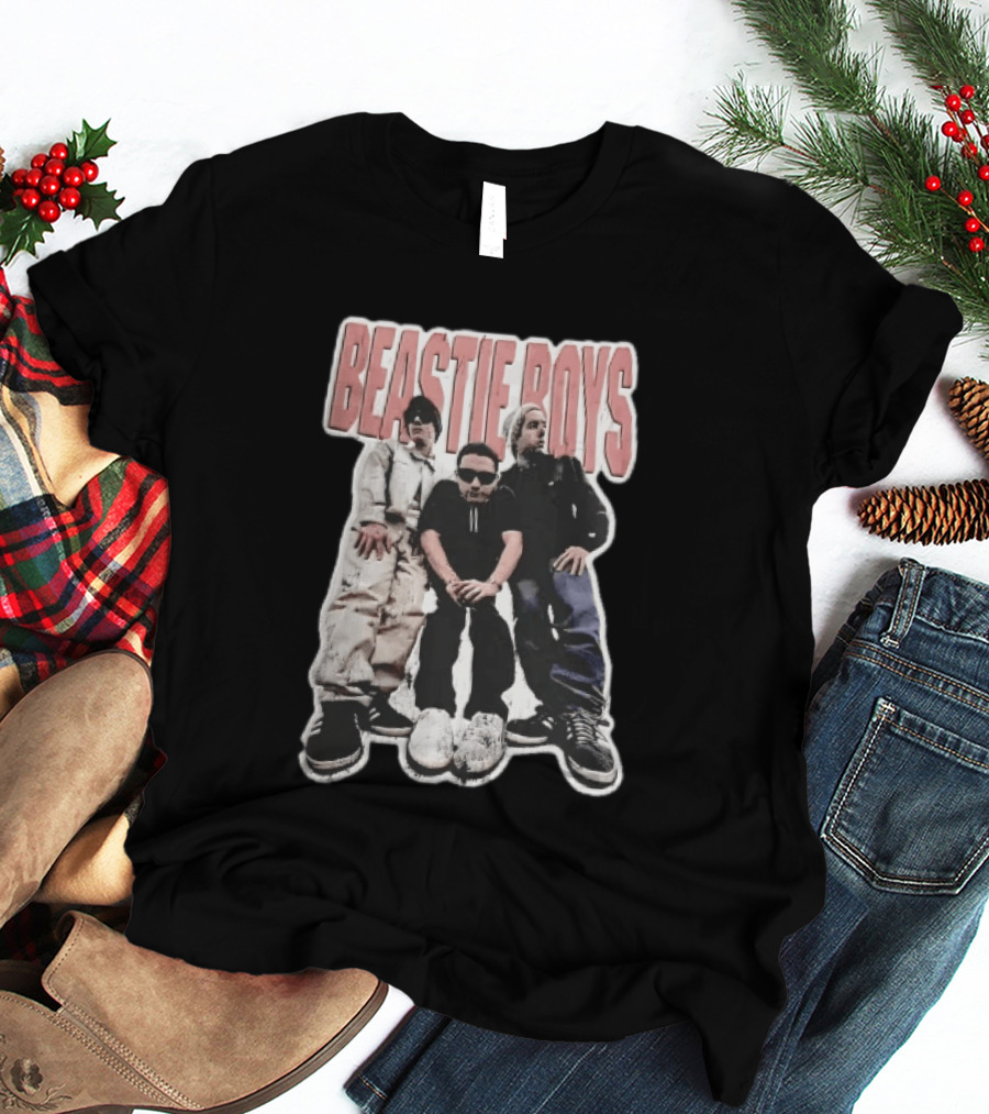 BEASTIE BOYS Three Band Members Group Photo Distressed Bootleg T-Shirt