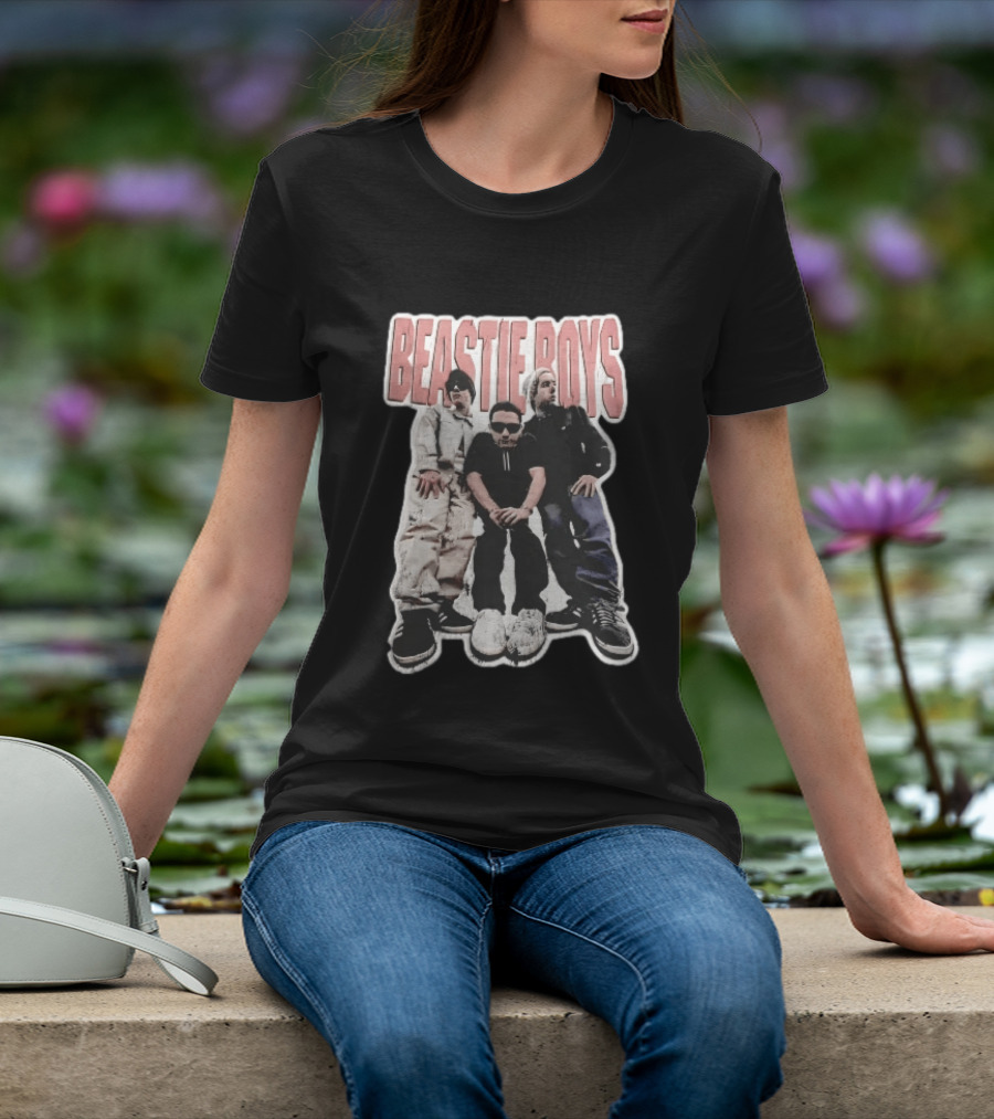 BEASTIE BOYS Three Band Members Group Photo Distressed Bootleg T-Shirt