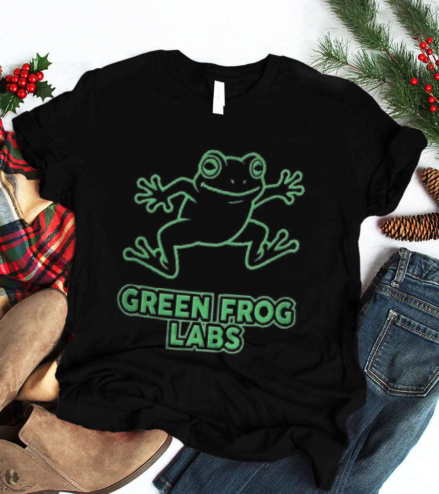 Green Frog Labs Cartoon Sprawling Amphibian Line T-Shirt