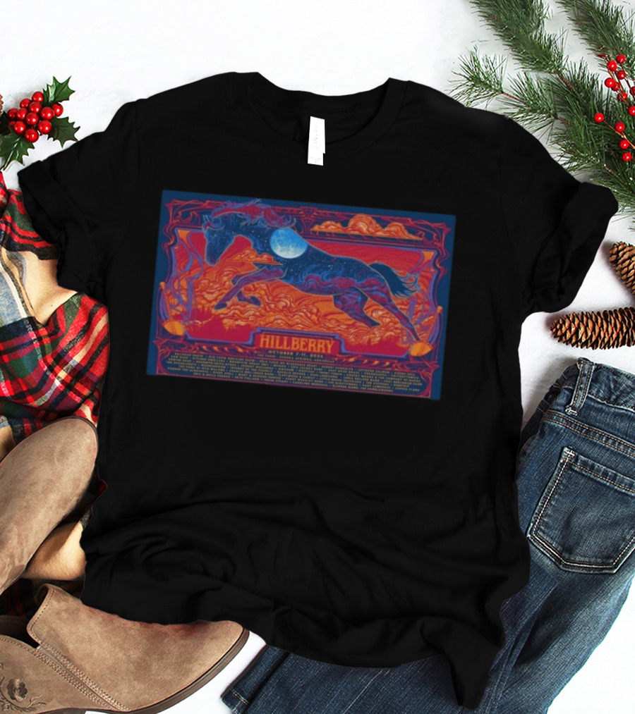 Hillberry October 7 11 2026 Harvest Moon Festival Concert Majestic Horse Celestial Landscape T-Shirt