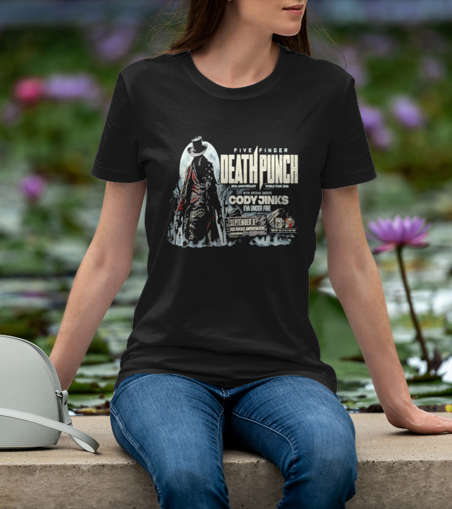 Five Finger Death Punch Red Rocks 20th Anniversary 2026 Cody Jinks Special Guest Denver CO T-Shirt