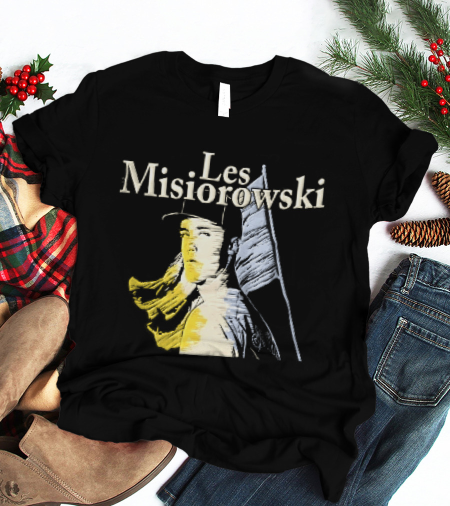 Les Misiorowski Baseball Pitcher Long Hair Flag Sketch T-Shirt