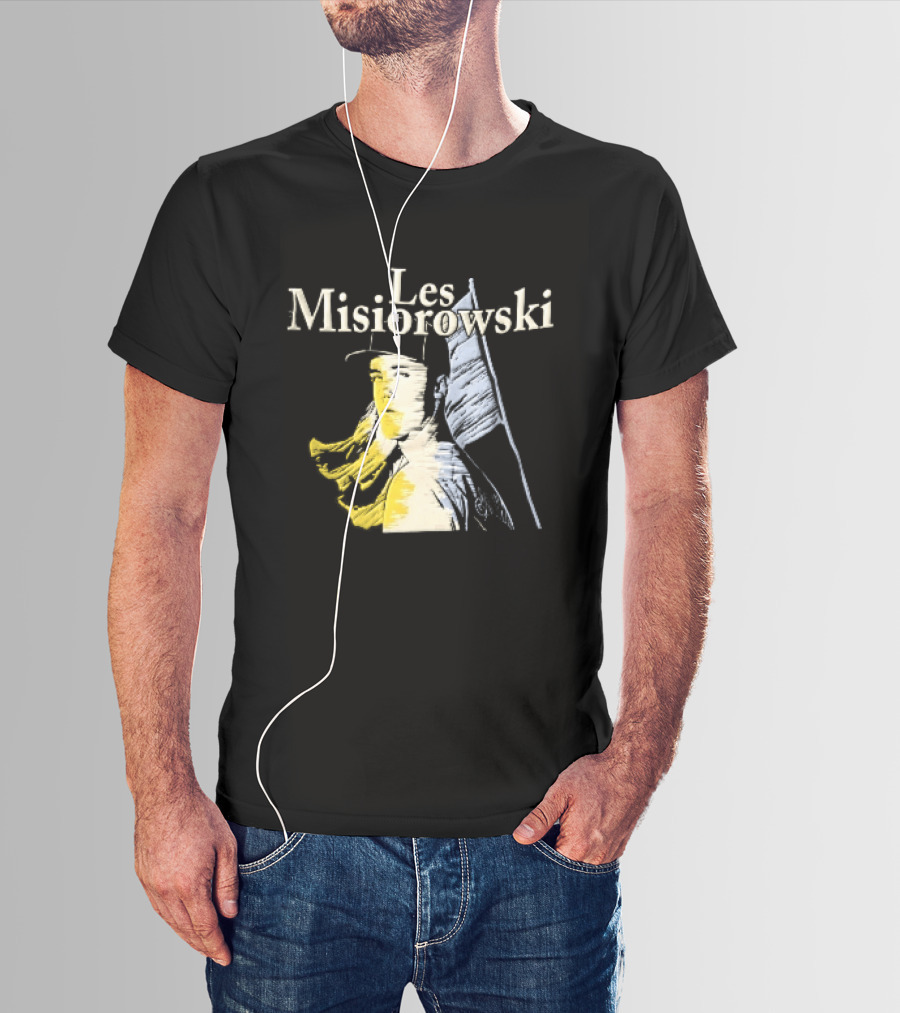 Les Misiorowski Baseball Pitcher Long Hair Flag Sketch T-Shirt