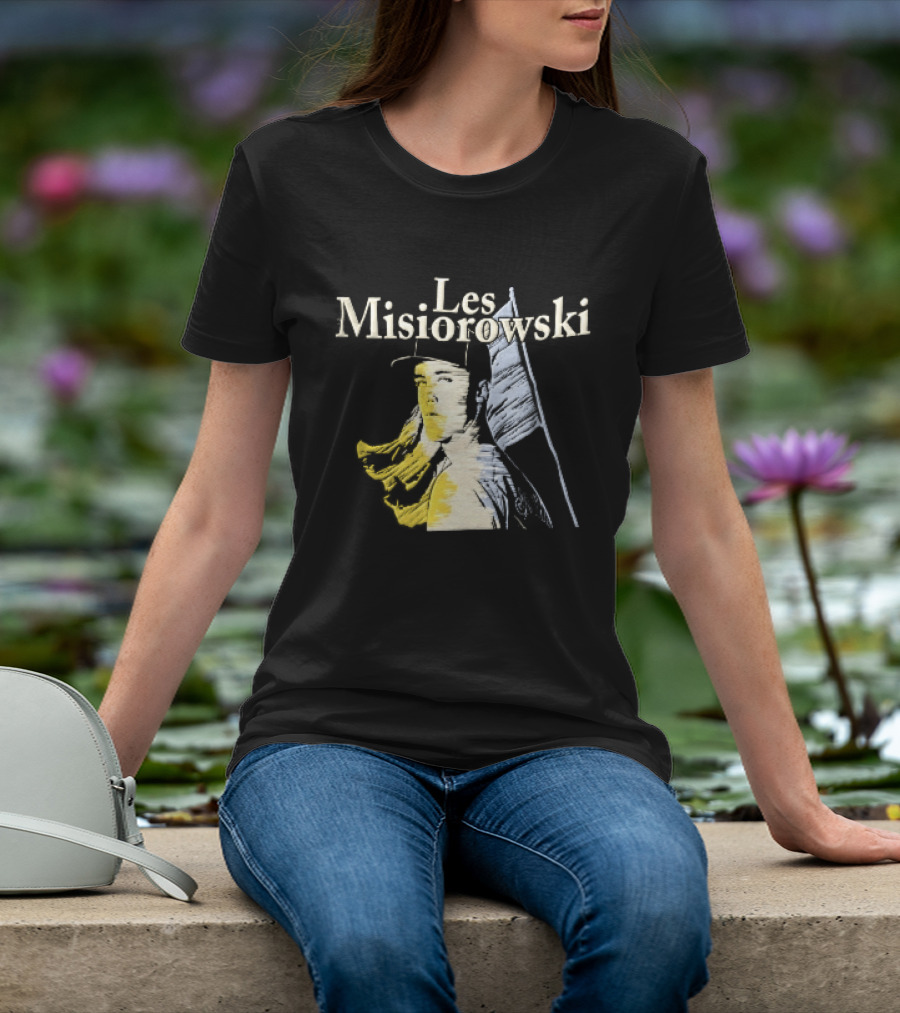 Les Misiorowski Baseball Pitcher Long Hair Flag Sketch T-Shirt