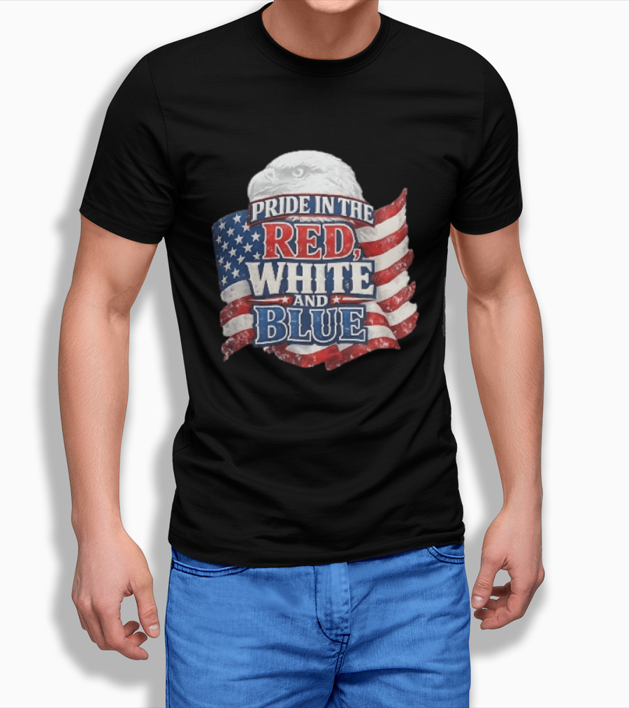 Pride In The Red White And Blue Bald Eagle American Flag T-Shirt