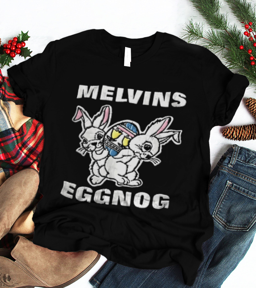 Melvins Eggnog Distressed Conjoined Rabbits Cartoon T-Shirt