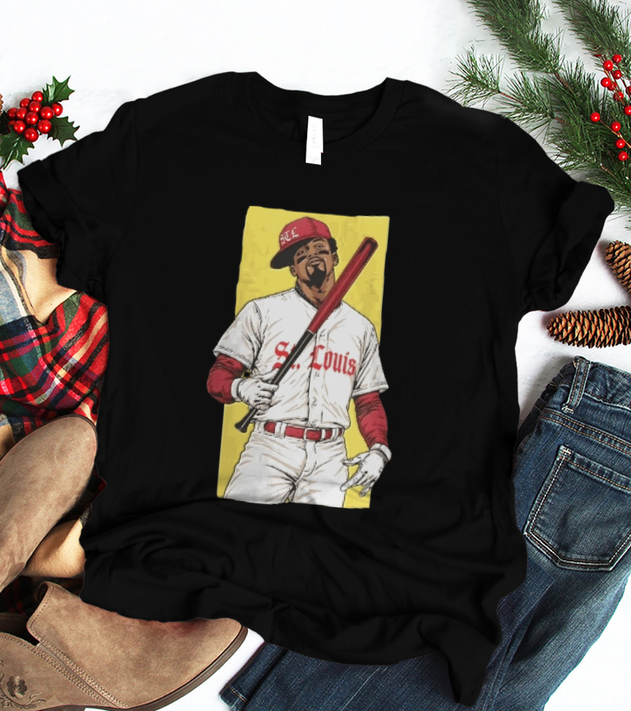St Louis Cardinals STL Baseball Player Caricature With Bat T-Shirt